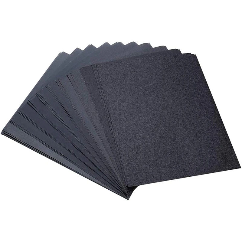 

50-Sheet Wet Dry Sandpaper, 9 x 11inch Sander Sheets Assorted Grit of 120/240/320/400/600/800/1000/1200/1500/2000