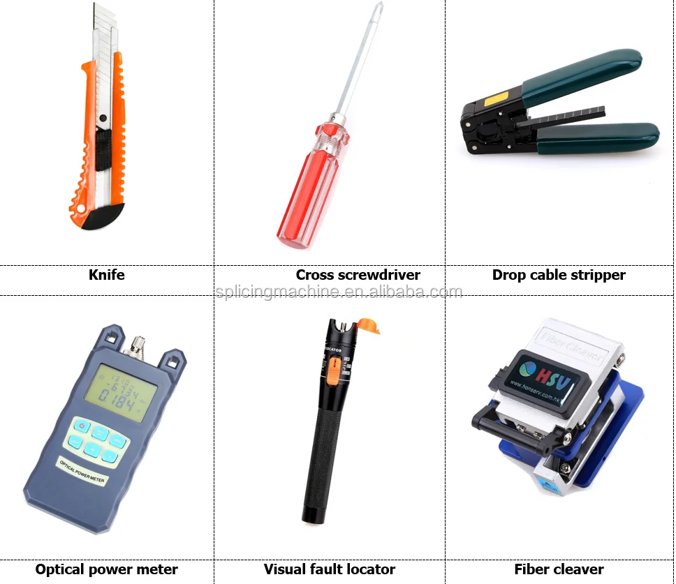 FTTH Termination Tool Kit strumenti di assemblaggio in fibra ottica Set di strumenti di giunzione HSV-202 strumenti ftth