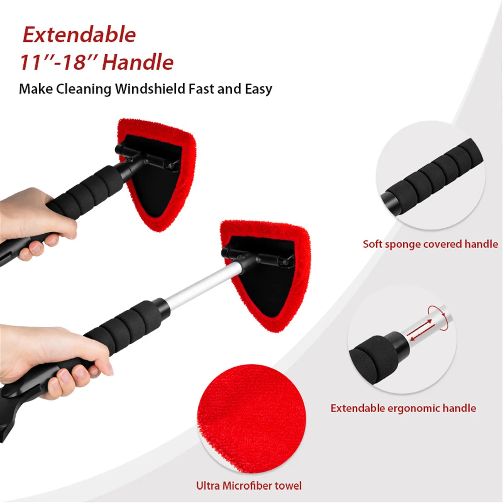 Car Windshield Window Cleaner Brush Telescopic Glass Cleaning Wash Tool Scraper Wiper Auto Window Anti-fog Defogging Brush