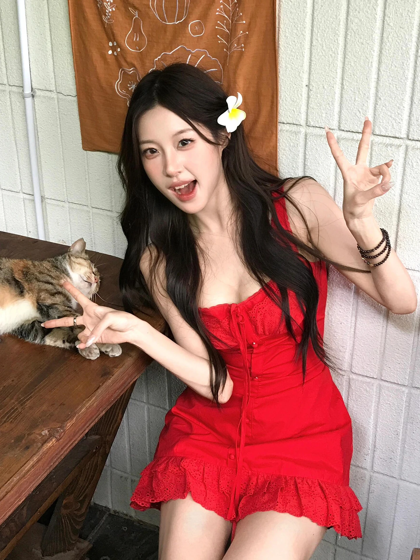 

Красное женское летнее платье А-силуэта с завышенной талией, повседневное, из полиэстера, без рукавов, короткое