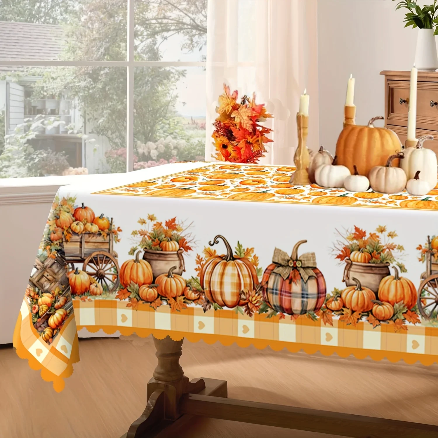 1 piece of autumn harvest tablecloth, suitable for Thanksgiving, weddings, parties - festive tableware and decorationsxzj