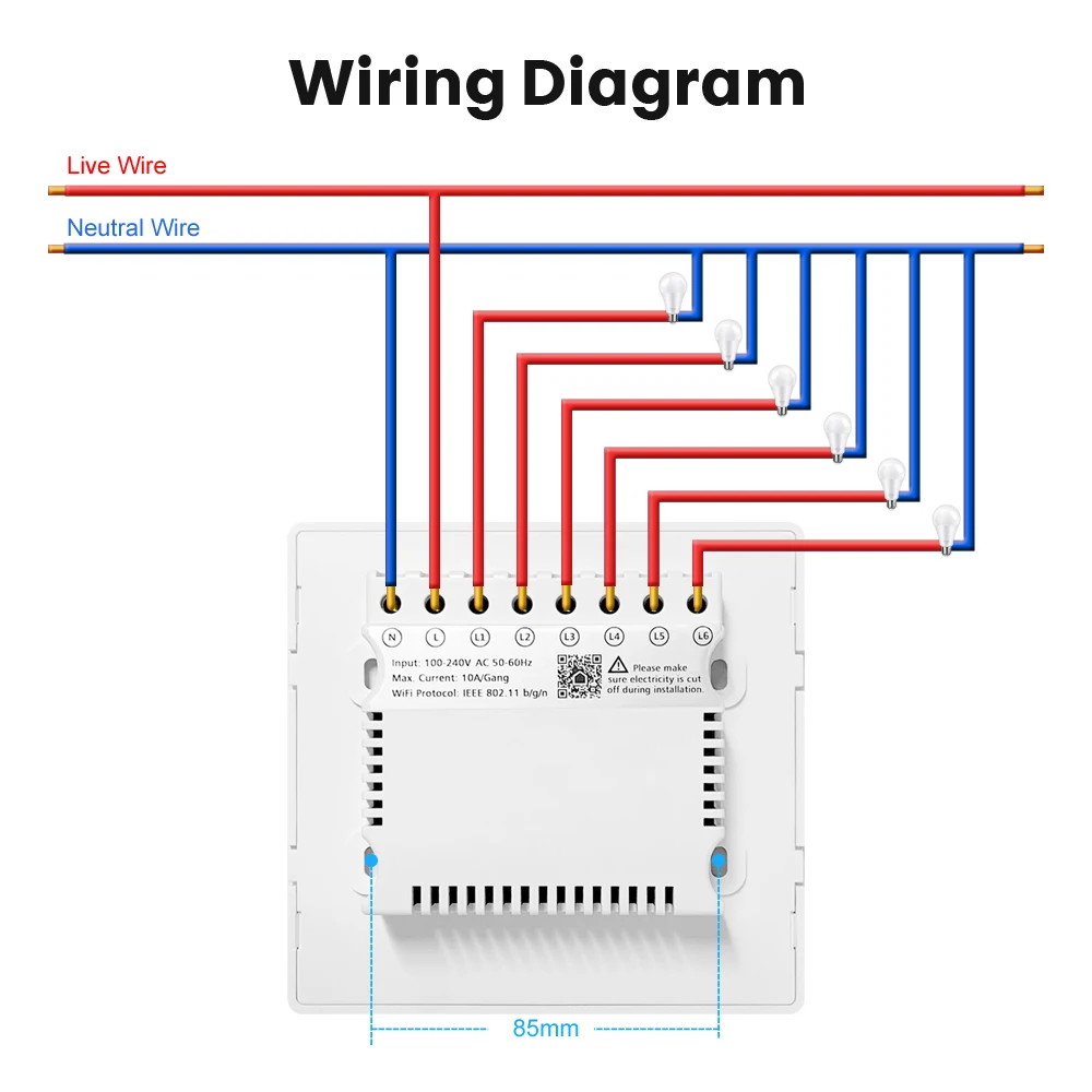 4x4 brazylia Tuya WiFi inteligentny przełącznik AC 110-220V Panel dotykowy 4/6/8 Gang światła przełączanie aplikacji sterowania z Google Alexa Home