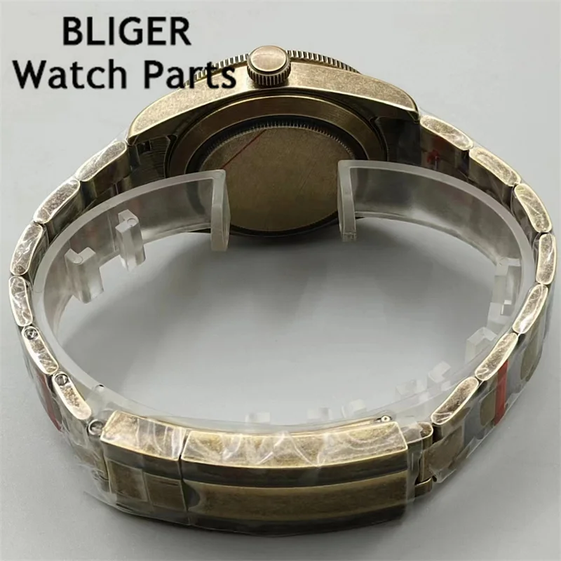 BLIGER Bronze 39mm NH35A Automatic Movement Mechanical Diving Men\'s Watch Snowflake Hand Domed Sapphire Crystal Oysters bracelet