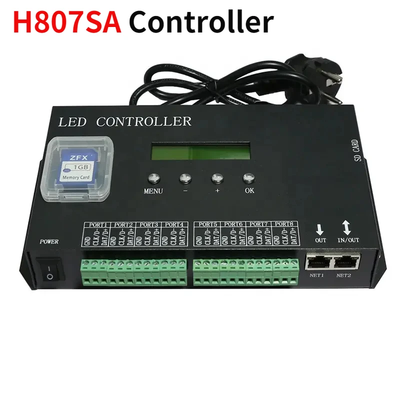 H807SA Controller Madrix 8Port Artnet To SPI Pixel Controller MAX 8192pixels For WS2811 WS2812 WS2812b WS2815 Led Strip Light