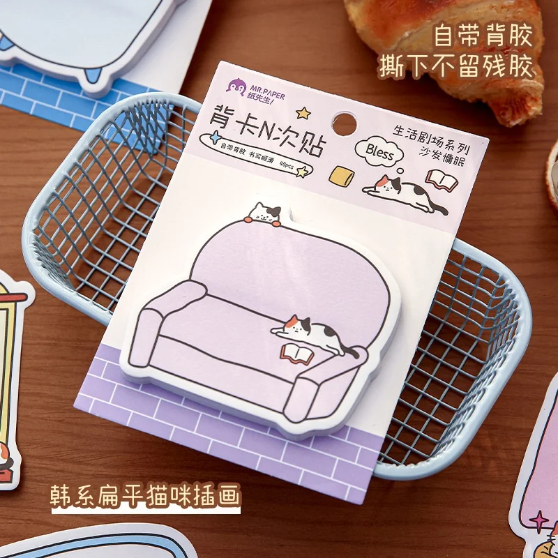 24pcs/lot Kawaii Cat Memo Pad Cute N Times Stationery Label Notepad Bookmark Post School Supplies
