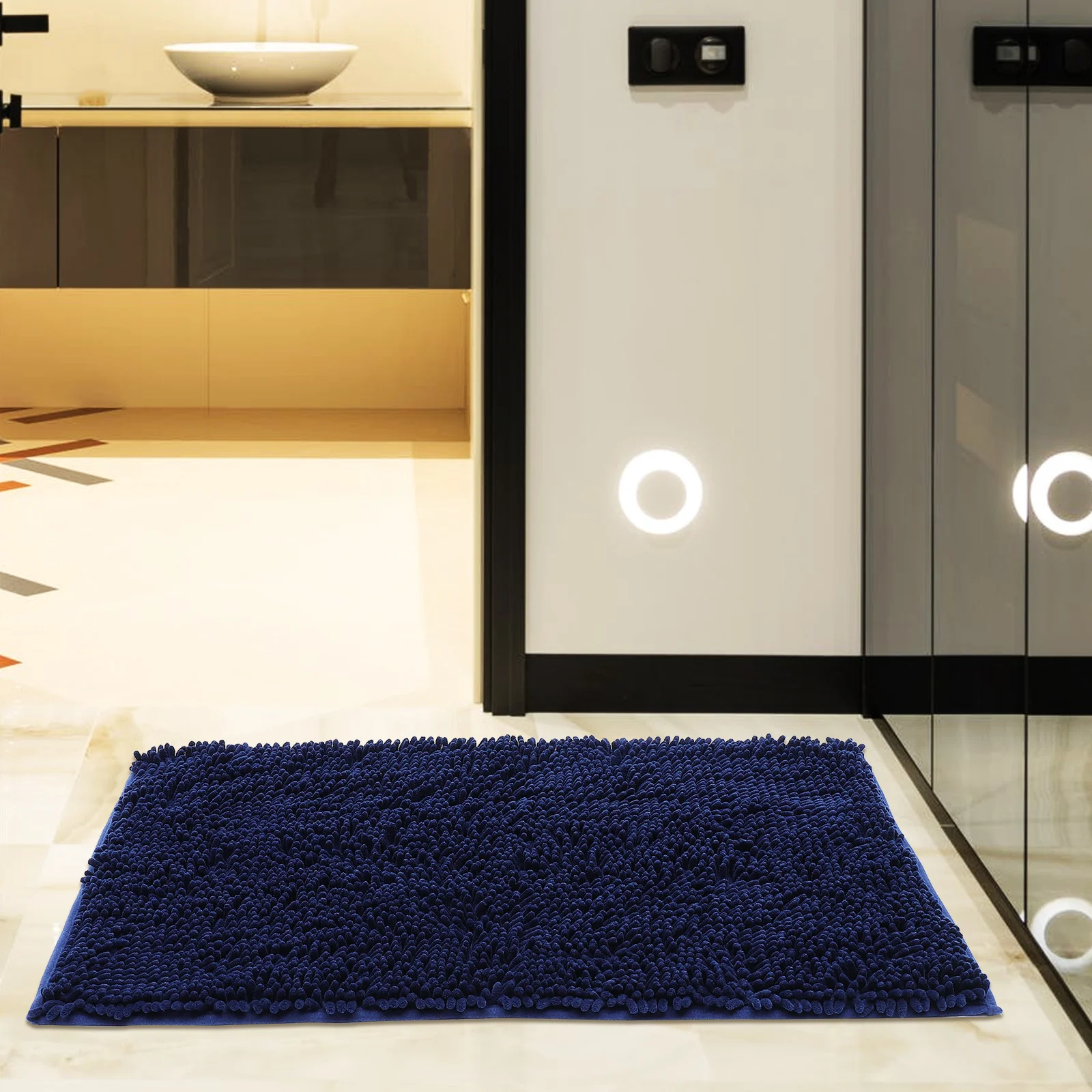 

Bathroom Anti Slip Mats Premium Polyester Massage Blue Rugs Non Skid Bottom Protect Safety Wear