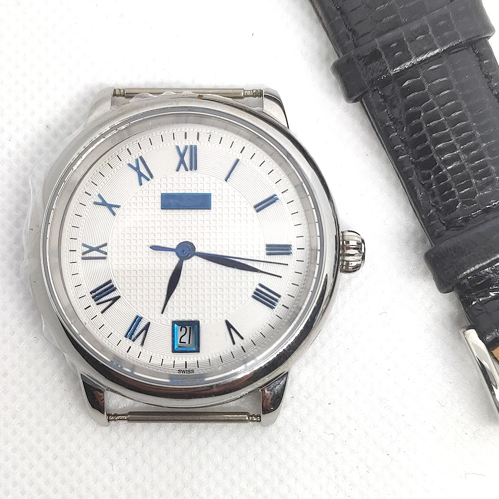 Watch Case Diameter 37.5mm Thickness 11mm Stainless Steel for 2824 Movement Blue Watch Band 18mm