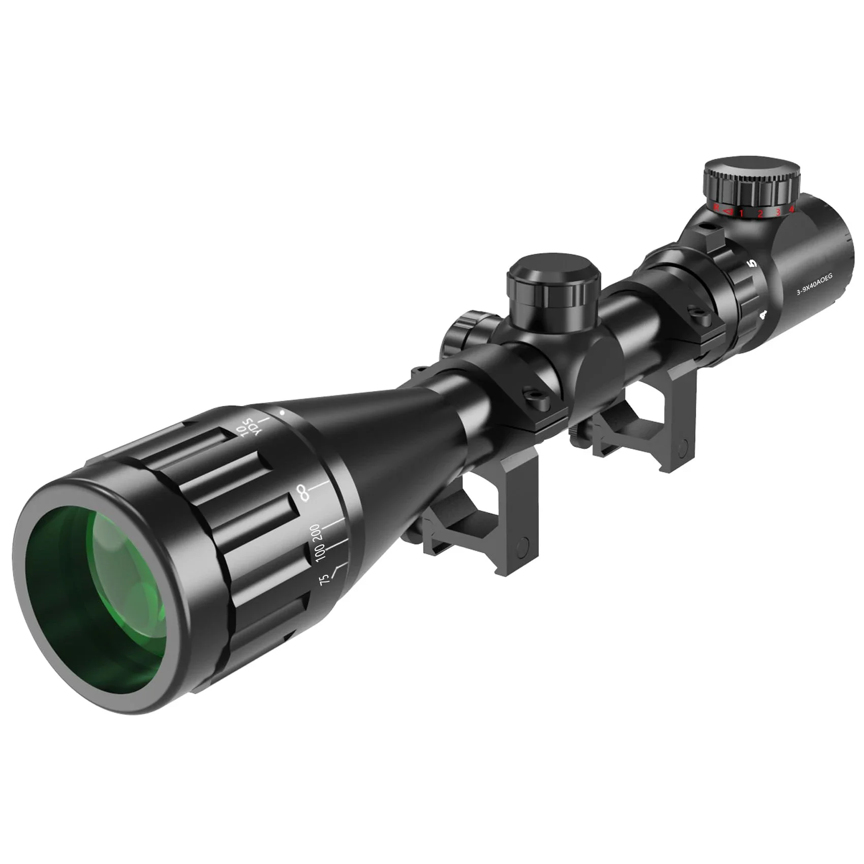 AOEG Rifle Scope with Red & Green Illumination - Long Range Hunting Riflescope Optics with 20mm Stand