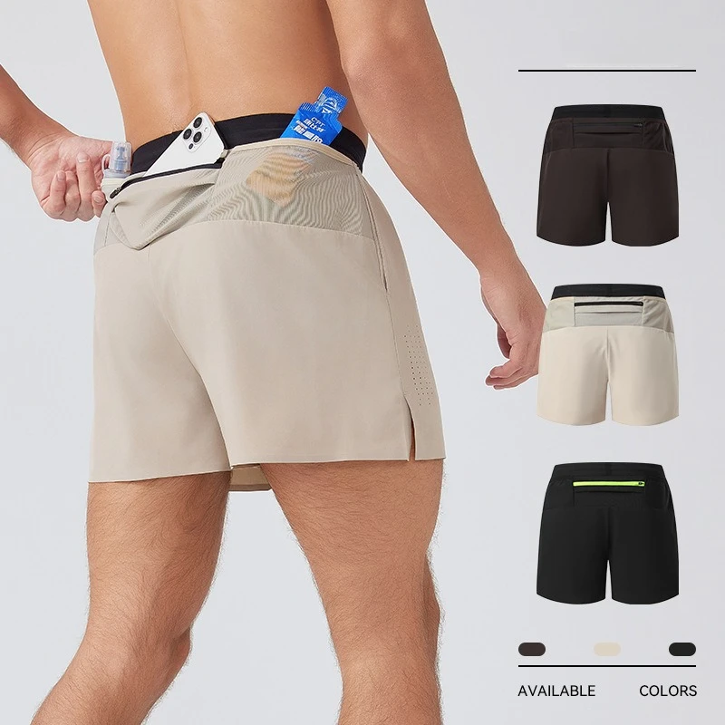 Sweat-Wicking High Waist Running Shorts for Humid Summer Days Men's Breathable Mesh Cooling Shorts with Phone Pocket