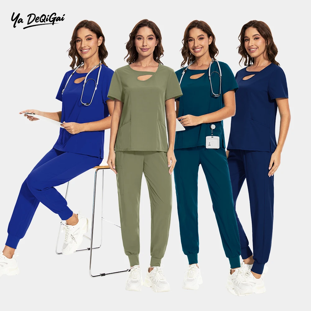 Ensemble d'uniforme de gommage, blouse de laboratoire, médecins, infirmières, personnel de soins infirmiers, uniformes de travail, doux et respirant, ensemble de vêtements de travail 2 pièces, gommages pour femmes, haut et pantalon
