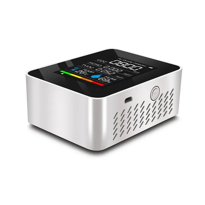 AEE7-5-In-1 Monitor de qualidade do ar níveis de temperatura e umidade com display LCD Sensor de qualidade do ar interno para casa