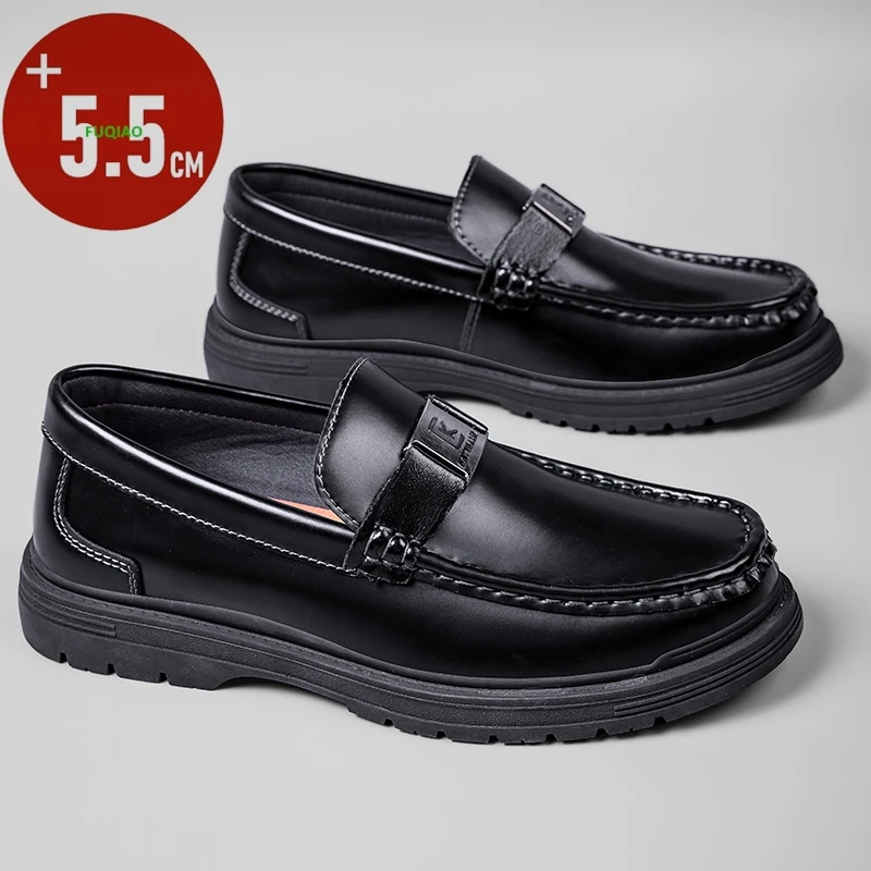 

Mens Elevator Shoes Invisible 5.5cm Height Increasing Loafers Genuine Leather Business Casual Work Dress Shoes Comfortable Lift