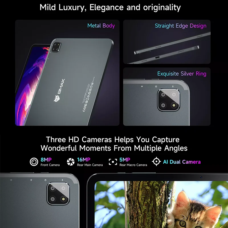 BMAX I12 Power Android 15 Планшет 11,4 дюйма 90 Гц 2,4K IPS MediaTek Helio G99 ARM Mali-G57 MC2 8 ГБ + 16 ГБ Расширение 256 ГБ 4G LTE