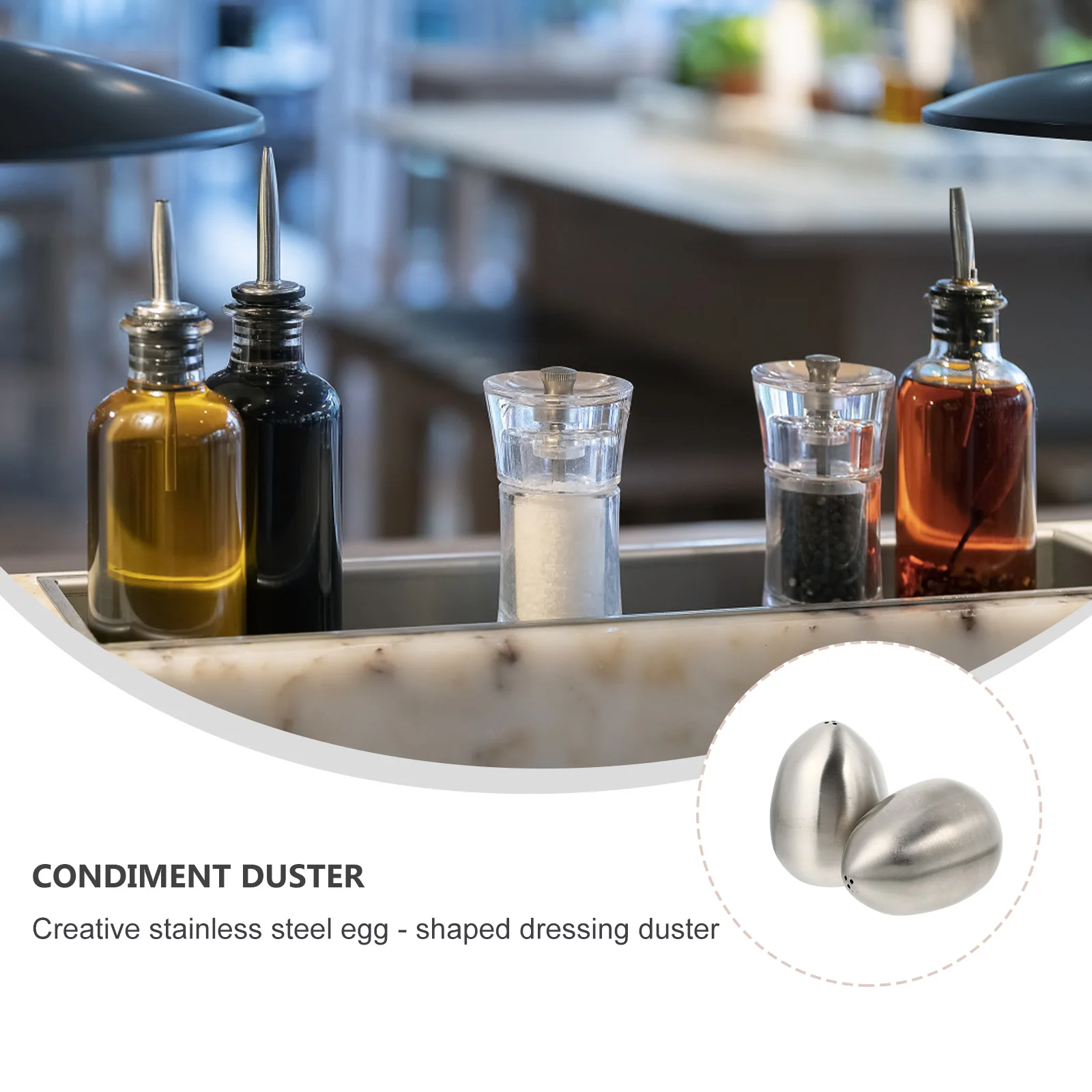 

2pcs Stainless Steel Egg-Shaped Seasoning Jars Vintage Style Condiment Containers For Salt Pepper Powder Kitchen Supplies Spice
