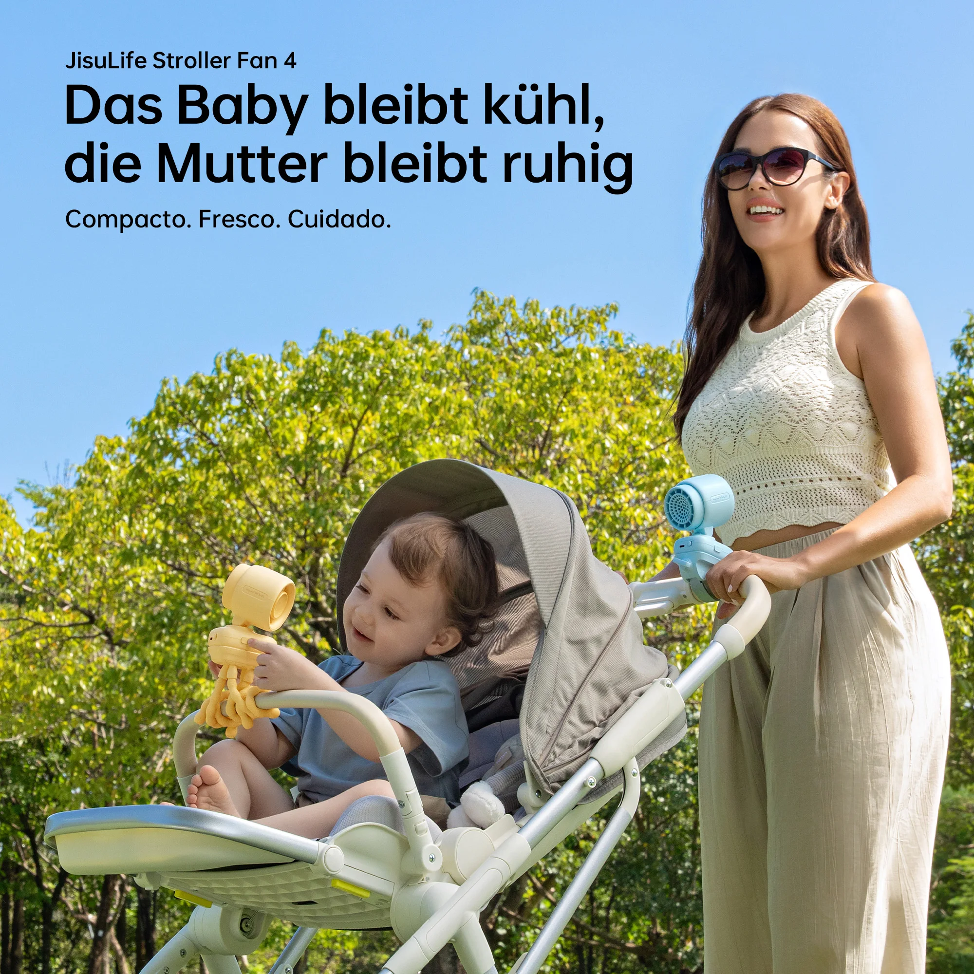 jisulife-mini-stroller-fan-portable-clip-on-battery-operated-with-night-light-5-speeds-led-display-removable-flexible-stand