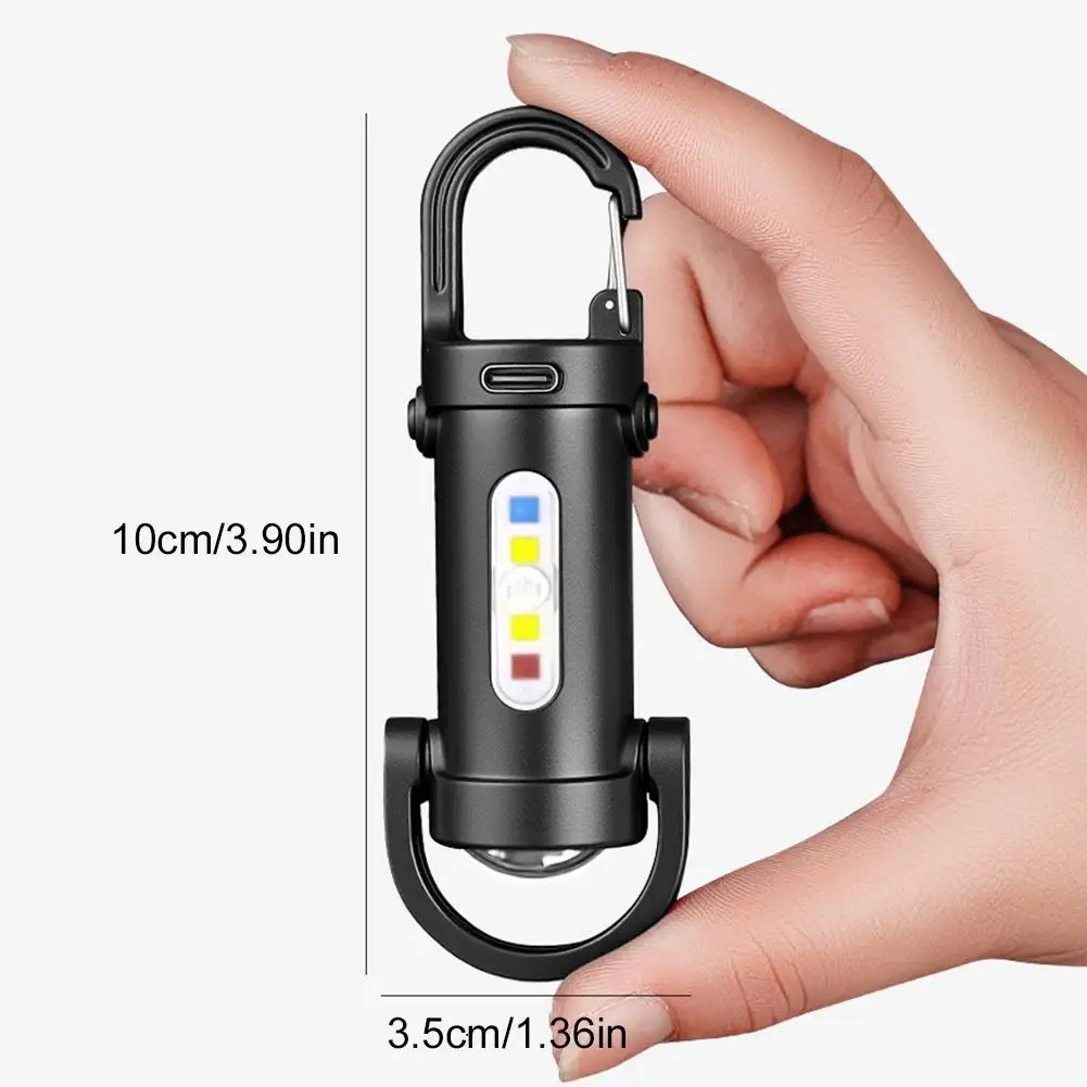 Mini Portable Keychain Flashlight Multifunction COB Work Light 6 Modes Emergency Rechargeable Light For Walking Searching Hiking