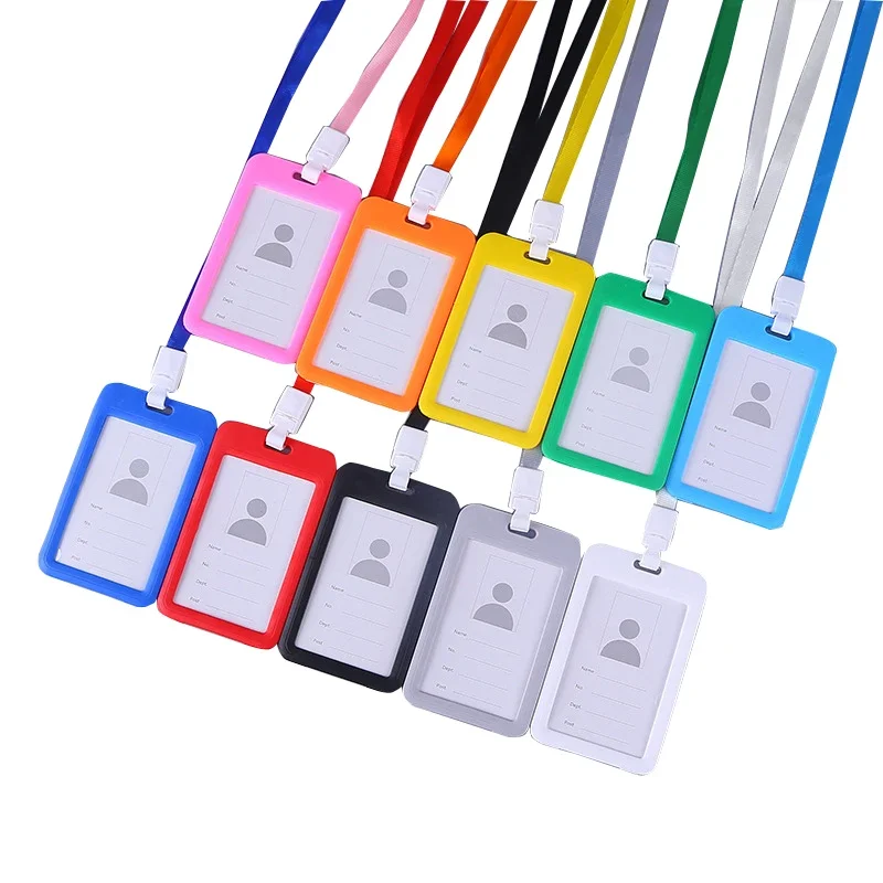 Plastic Card Holders Lanyards Girls Door Card Case Hanging Rope Badge Holder Neck Strap Business Card Small Gift