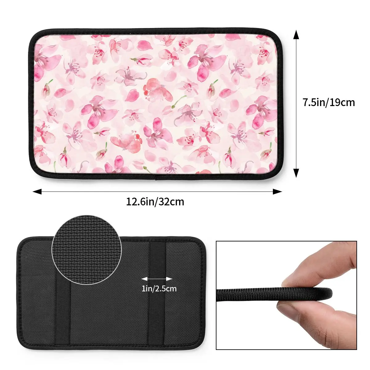 Car Armrest Cover Mat Cherry Blossom Tree Pink Flower Center Console Cover Pad Automobiles Armrest Pad Interior Accessories