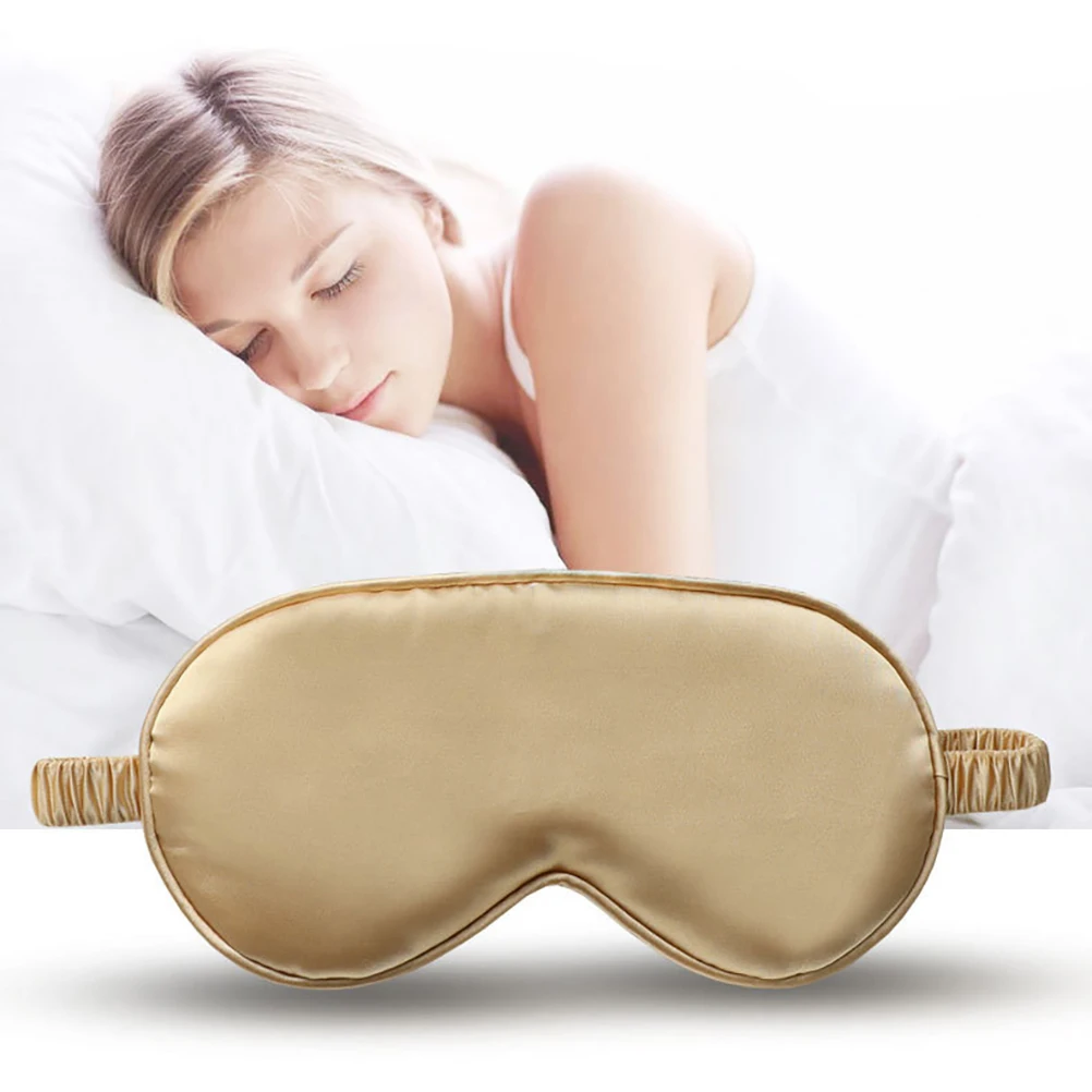 

Eye Mask Four-piece Set Soft Golden Blindfold Patch for Sleeping Hair Tie Storage Bag Ear Plugs Sleep Aid Silk Relaxation