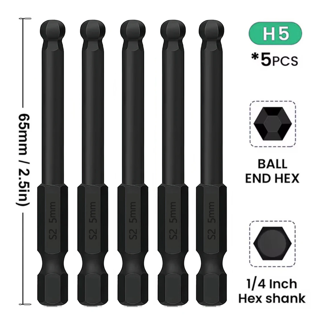 5Pcs Ball End Hex B…