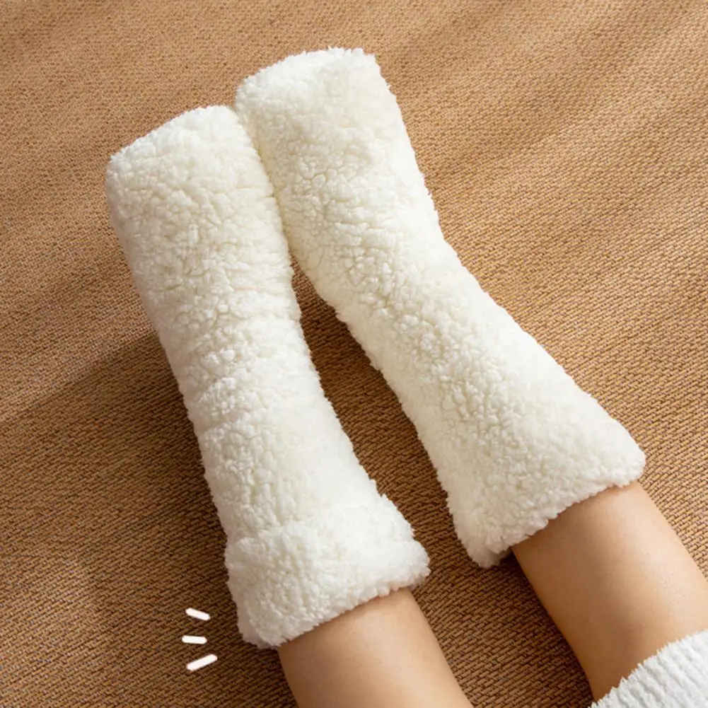 

Warm Thick Plush Socks Cozy Women's Winter Thermal Socks for Home Sport Mid-tube Anti-slip Knitted Socks with Thick for Daily