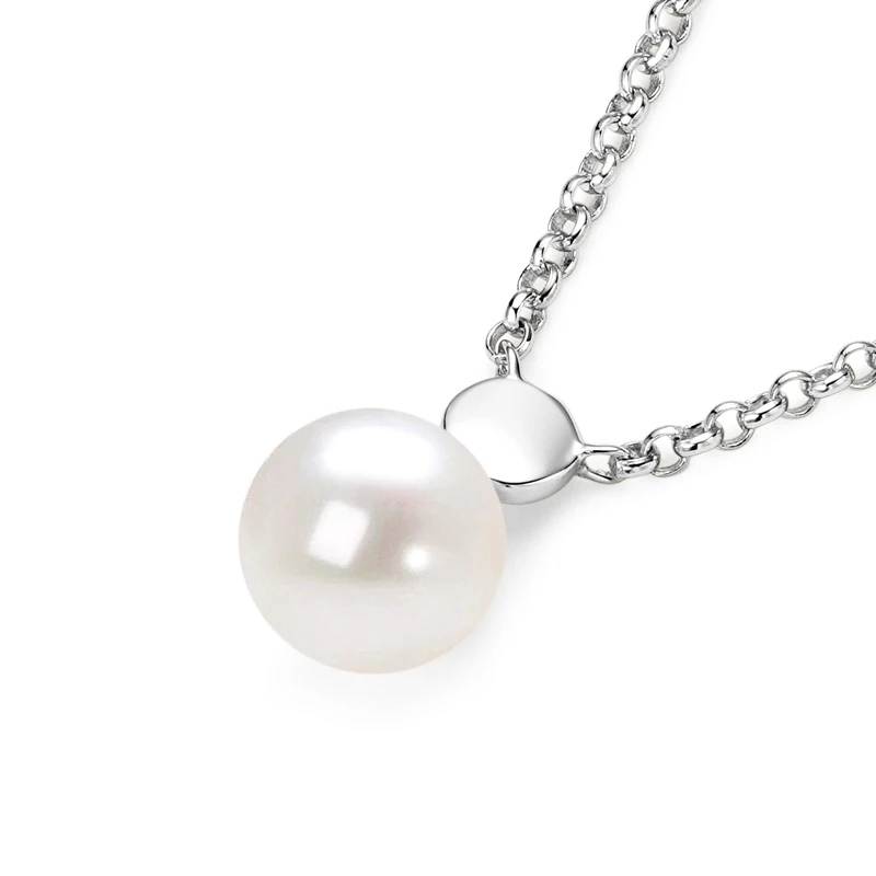 

Anziw 7.5-8mm Natural White Freshwater Pearl Pendant Necklaces For Women Original 925 Silver Fashion Wedding Jewelry Accessories