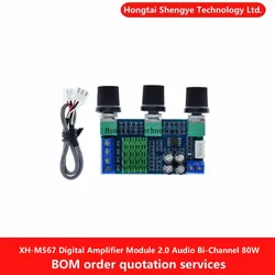 XH-M567 TPA3116D2 Digital Amplifier Board Module 2.0 Audio Dual Channel 80W High Power DC12-24V