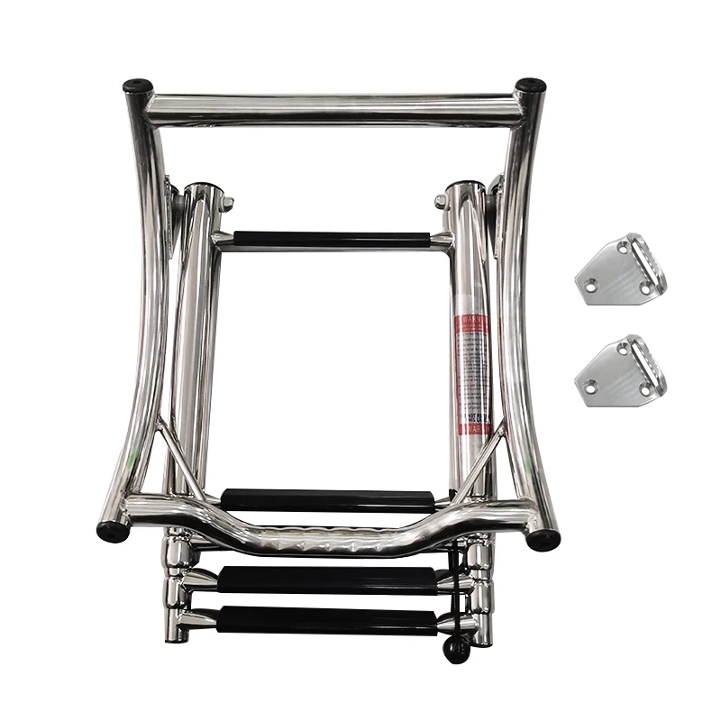 ISURE MARINE 4 Step Stainless Steel Boat Ladder Telescoping Folding Heavy Duty Swim Boarding Ladder Hardware For Boat Yacht