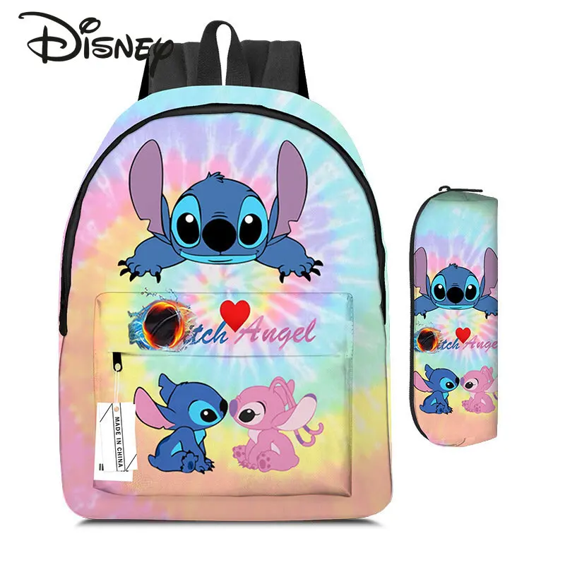 Disney Stitzer 2023 New Backpack Fashion High Quality Two Piece Student School Bag Cartoon Lightweight Popular Women's Backpack