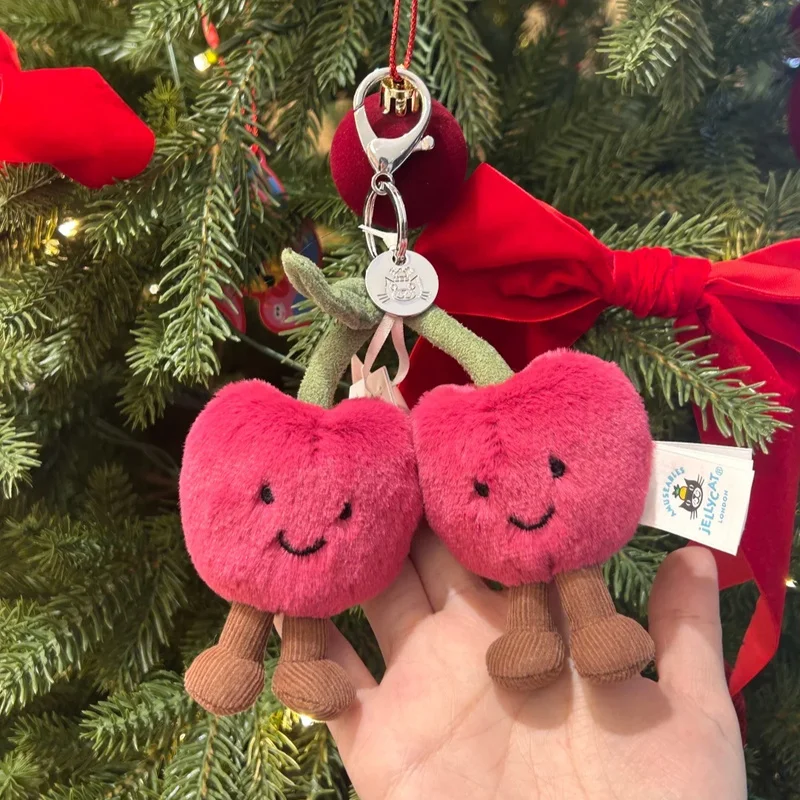 

【IN STOCK】JELLYCAT UK Fun Cute Cherry Plush Doll Bag Pendant With Bag Jellycat Cherry Plush Keychain Birthday Christmas Gift
