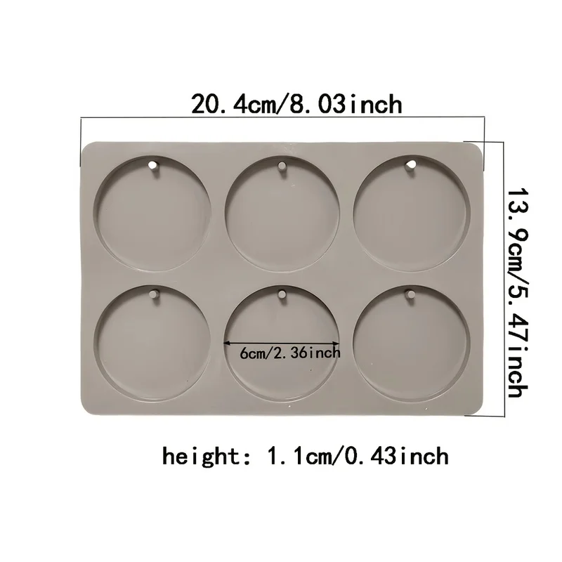6-Cavity Round Tag Silicone Mold DIY Aromatherapy Wax Tablet Mould Epoxy Resin Pendant Handmade Soap Casting Craft Making Mold view 5