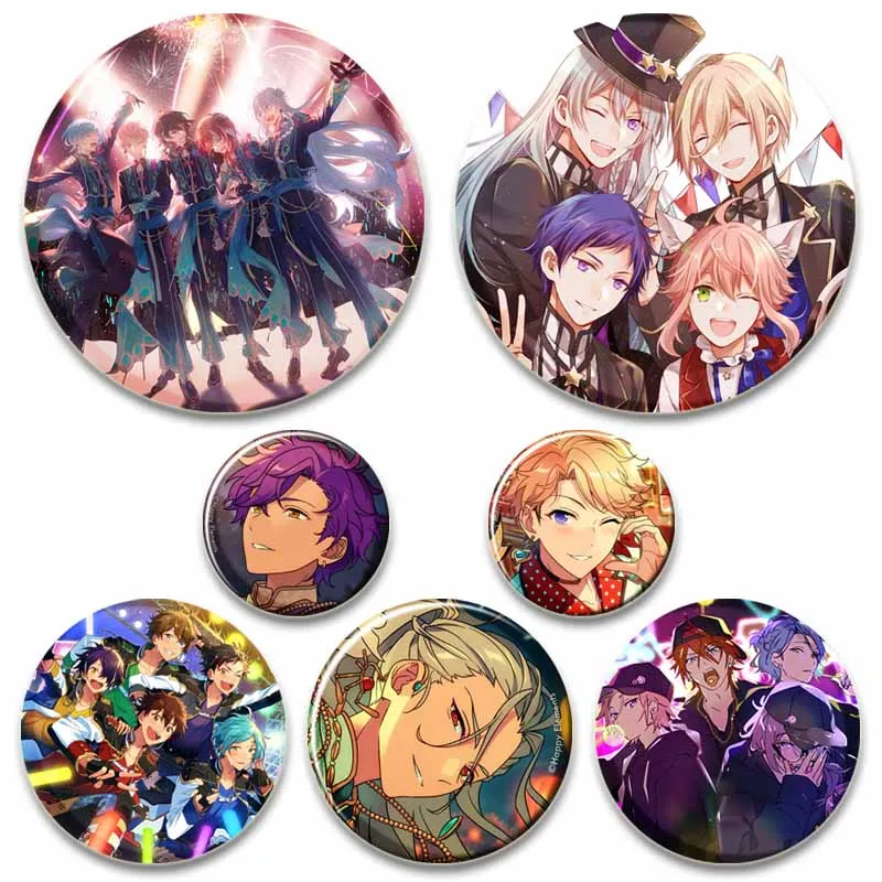 Ensemble Stars Brooches Rei Sakuma Hakaze Kaoru Lapel Pin Round Button Pins Backpack Clothes Jewelry Accesorios Cartoon Badge