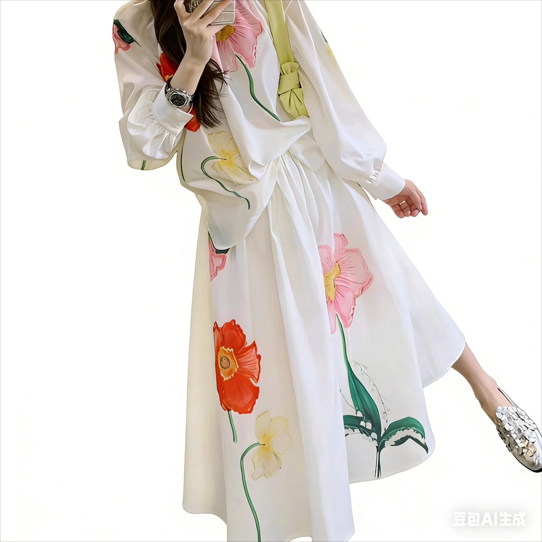 

Women 2 Piece Outfit Floral Print Long Sleeve Blouse and Midi Skirt Set - Casual Boho Two Piece Matching Set for Summer Vacation