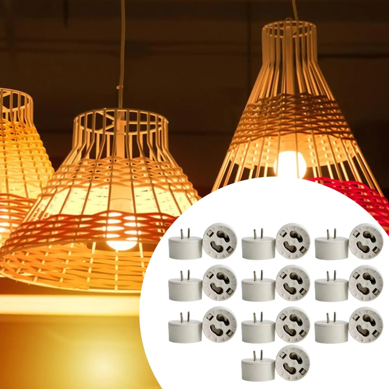 

10x MR16 to Gu10 Lamp Base Converter MR16 to Gu10 Adapter Easy to Install Repair Parts Replaces Lighting Accessories Fixture