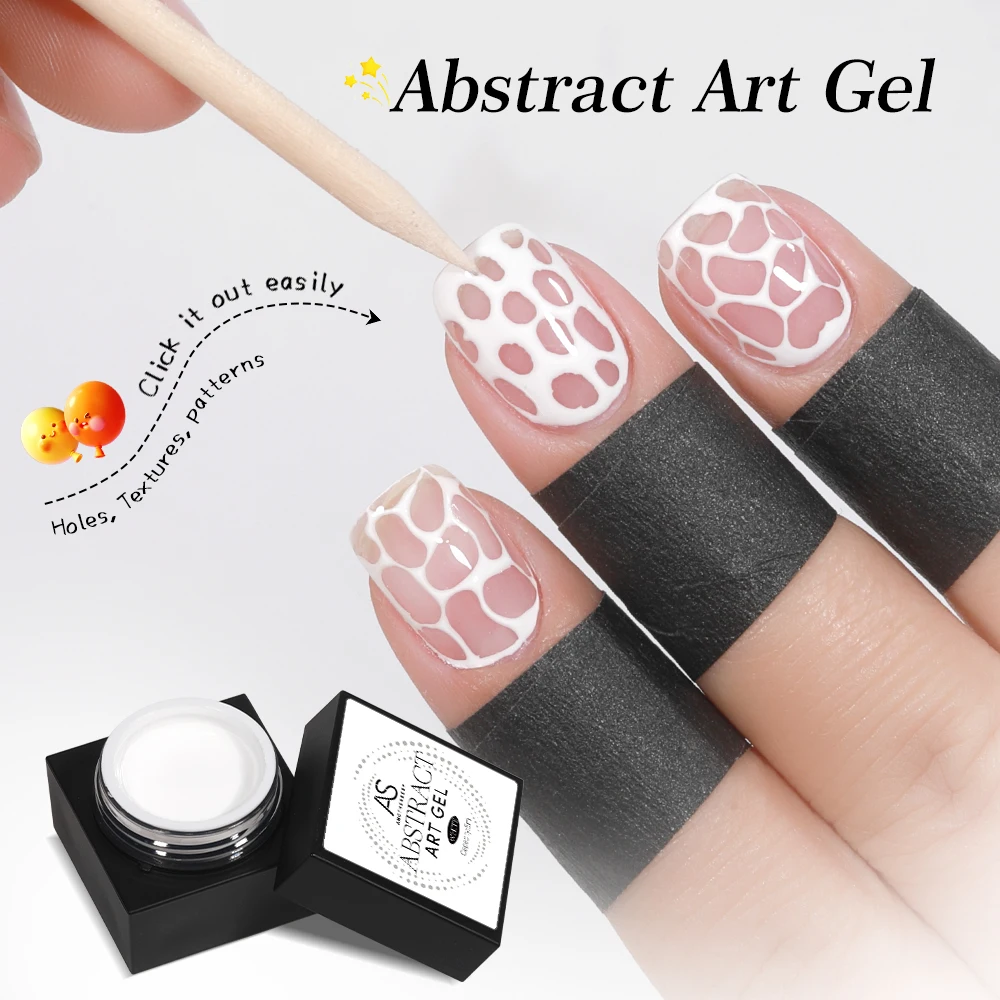 ชุดกาวเจลเพ้นท์เล็บลายคลื่นสีดำและสีขาว 2 ชิ้น AS Poke Poke Nail Art Gel Glue Set พร้อมชุดทำเล็บเจลลาย WordArt UV LED Soak Off Varnish Kit