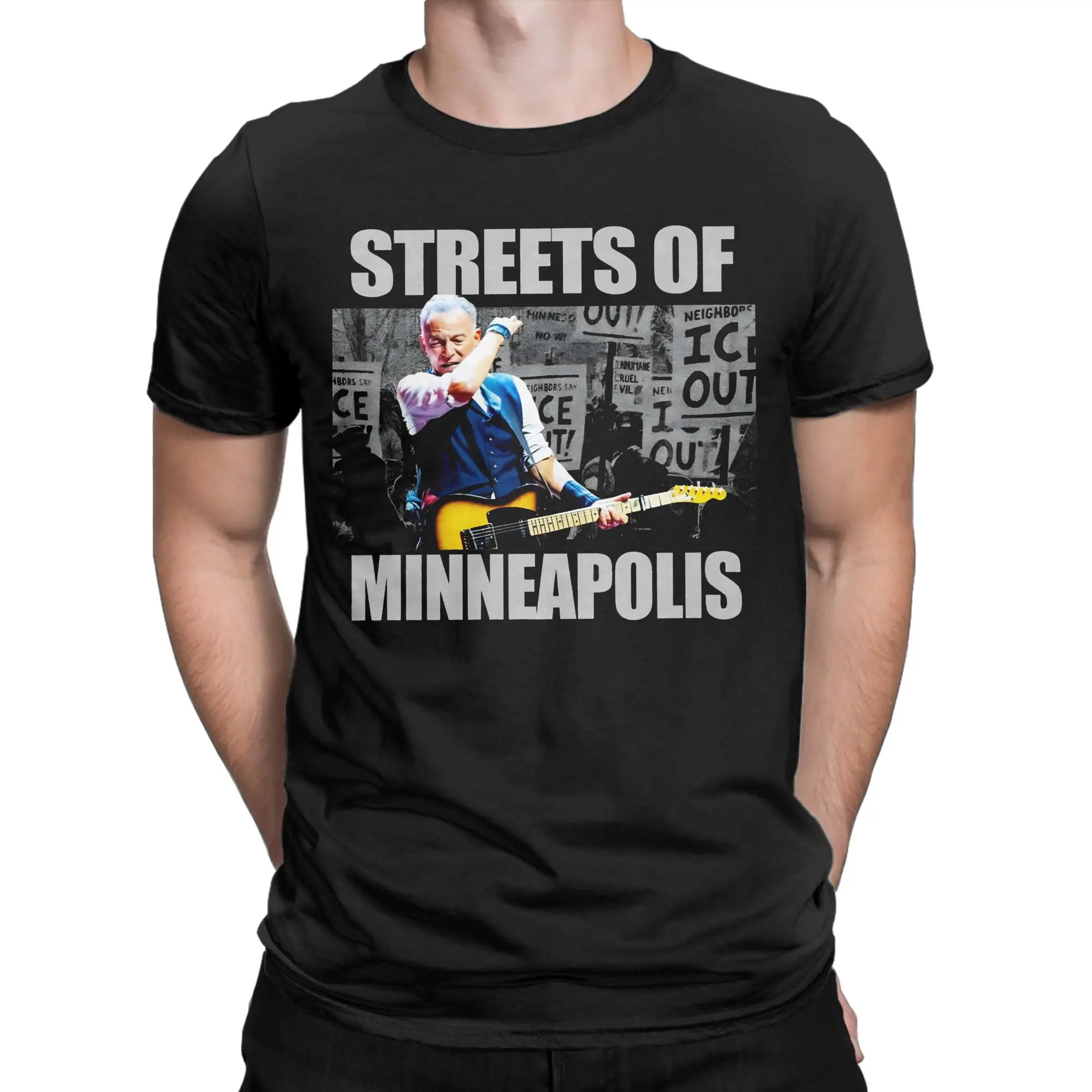 Bruce Streets Of Minneapolis  T-Shirt Summer Springsteen T Shirts Male 100% Cotton O-Neck Oversize Top Tees Short Sleeve Tops