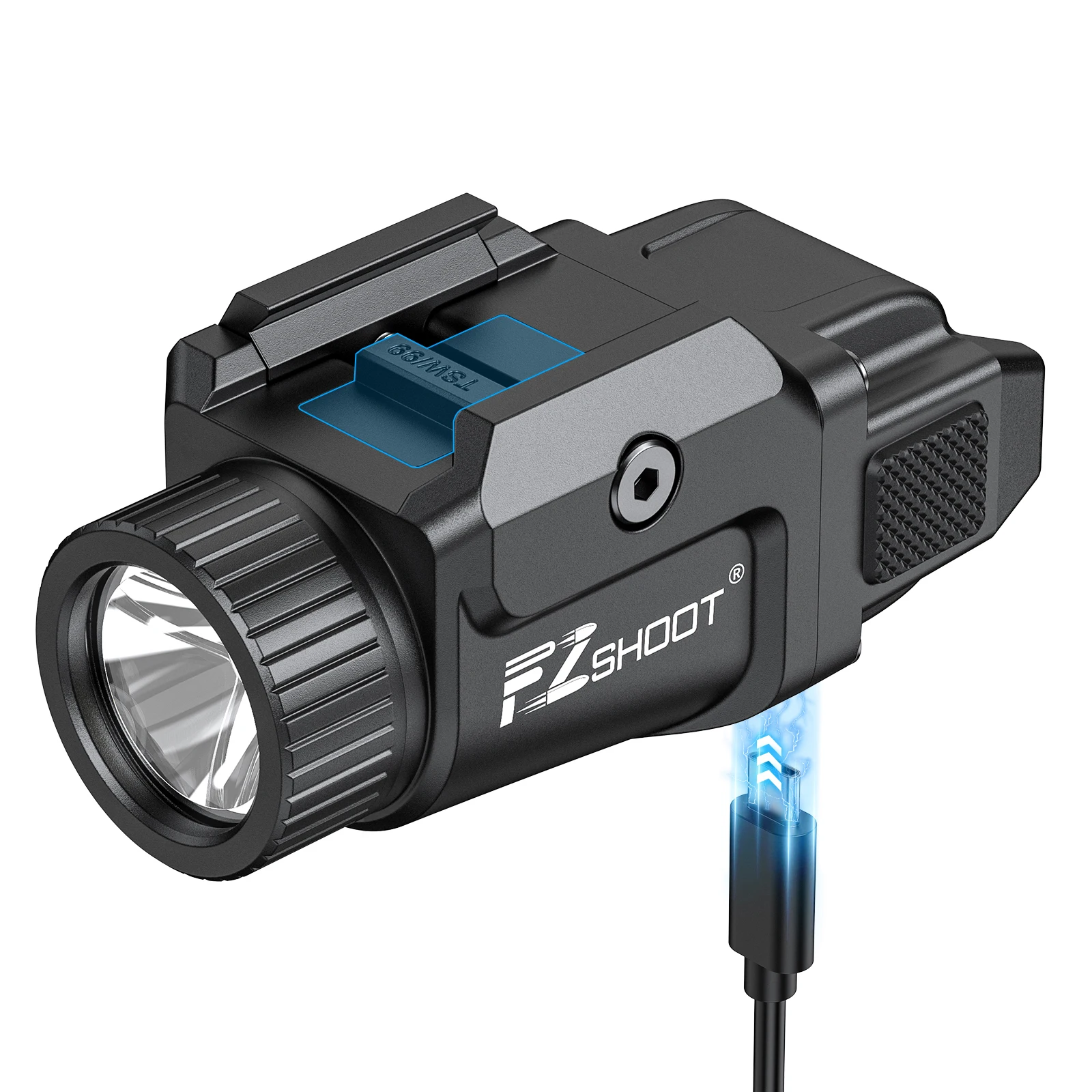 EZshoot 손전등 500 루멘 소형 LED 라이트, 권총 피카티니 및 GL 레일 스트로... - 3