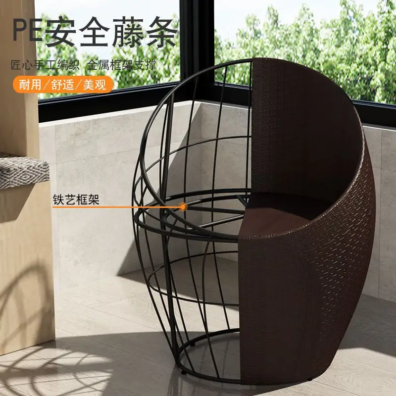 2025 new rattan chair three-piece balcony small table and chair one table two chairs coffee table combination courtyard outdo