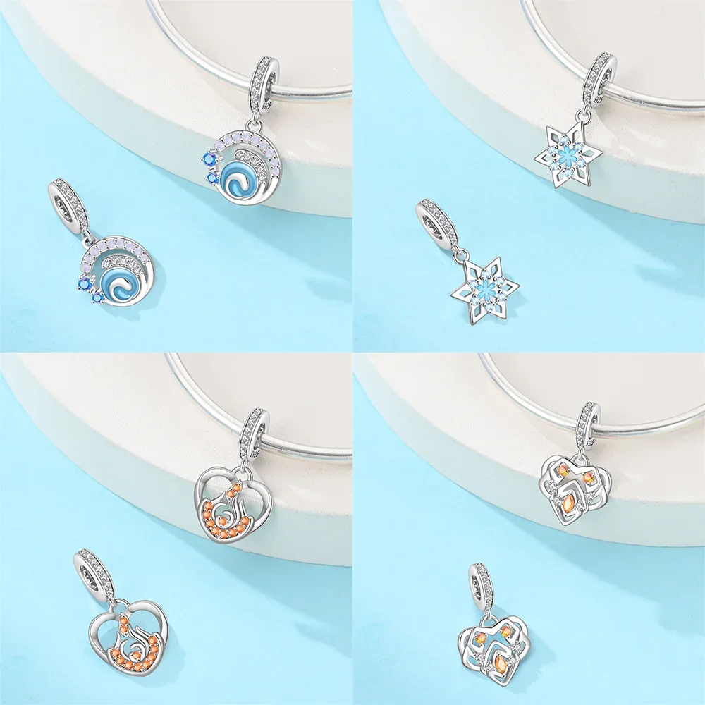 Silver-Plated  Green Gemstone Heart Charm Beads Fit Original Bracelets Bag Keychain Charms Beads Pendant Diy Women Jewelry Gift - view 3