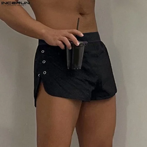 INCERUN, pantalones cortos para hombre, pantalones cortos de Color sólido a la moda, pantalones cortos informales, ropa de calle de gran tamaño, ropa de verano para hombre, S-5XL 2025