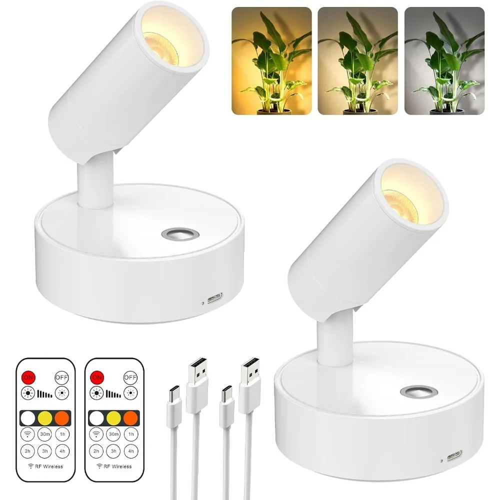 

Беспроводной перезаряжаемый светодиодный прожектор 3CCT с пультом ДУ и таймером, мини-светильник для подсветки картин и растений, комплект из 2 штук