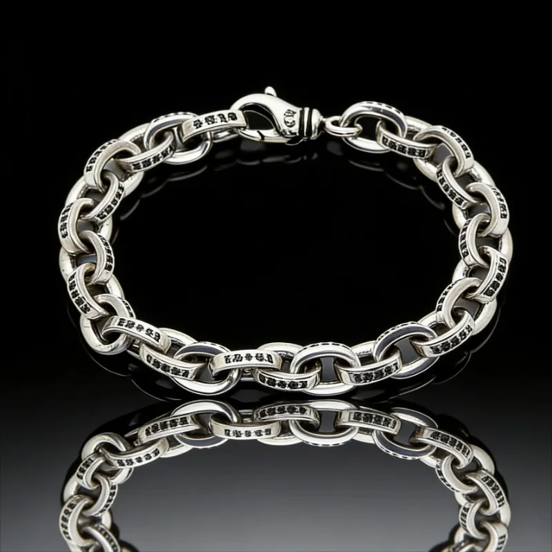 

Новый браслет из серебра S925 пробы в стиле хип-хоп панк, модный, универсальный, ретро, с толстыми буквами, 2026 год