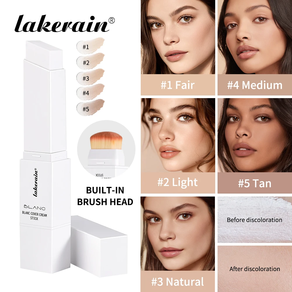 Lakerain Blanc cubierta crema en barra diseño de doble punta cobertura de base impermeable viaje bronce base cremosa maquillaje Natural