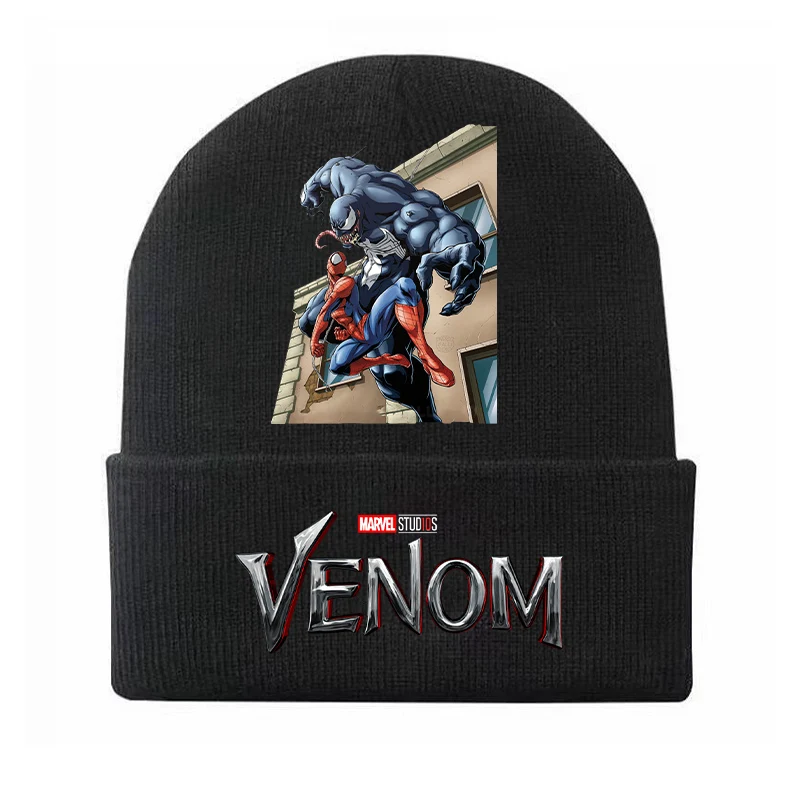 Venom Spiderman Marvel Boys Child\'s Knitted Hat Movie Cartoon Infant Beanie Outdoor Casual Warm Vogue Hundred Take Knitting Caps