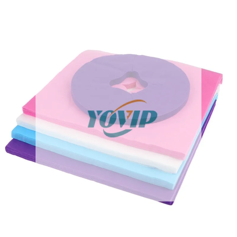 100pcs Face Pad Non-woven Fabric Disposable Massage Table Face Hole Cover Massage Bedside Pads Folding For Household