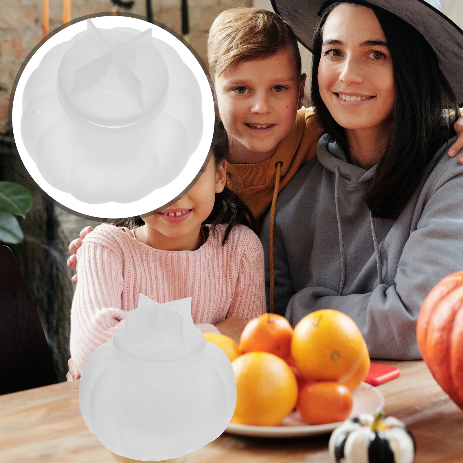 

1Set Halloween Pumpkin Candy Jar Mold Silicone DIY Epoxy Resin Craft Multipurpose Flexible Demoldable Gift for Friends