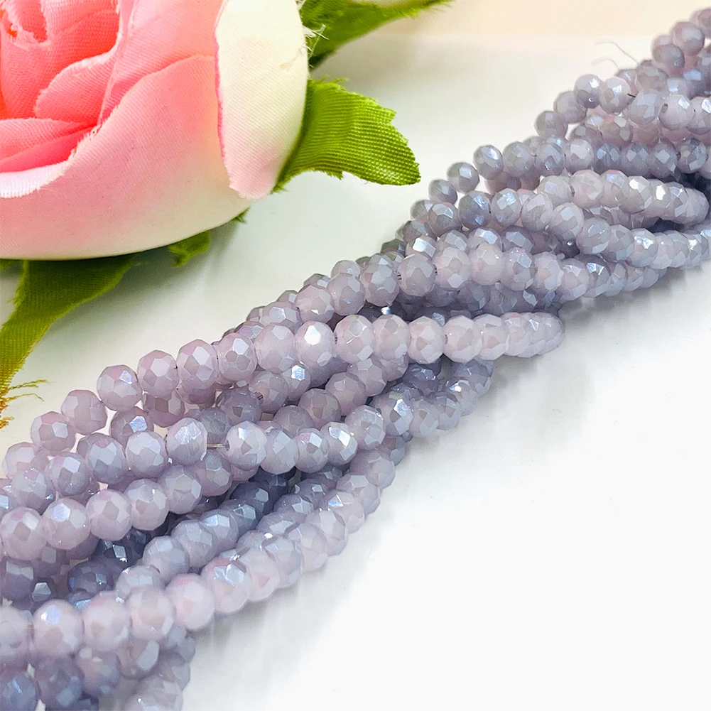 4/6/8mm Faceted Oval Light Purple Plating Crystal Porcelain Jade Spacer Beads for DIY Jewelry Making Accessories 15