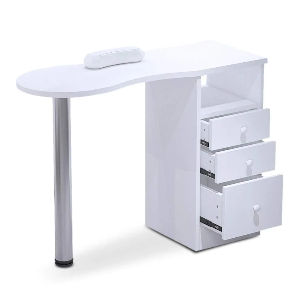 

Manicure Table Salon Nail Table, Acetone Resistant Salon Furniture Equipment w/Single Cabinet, Drawers