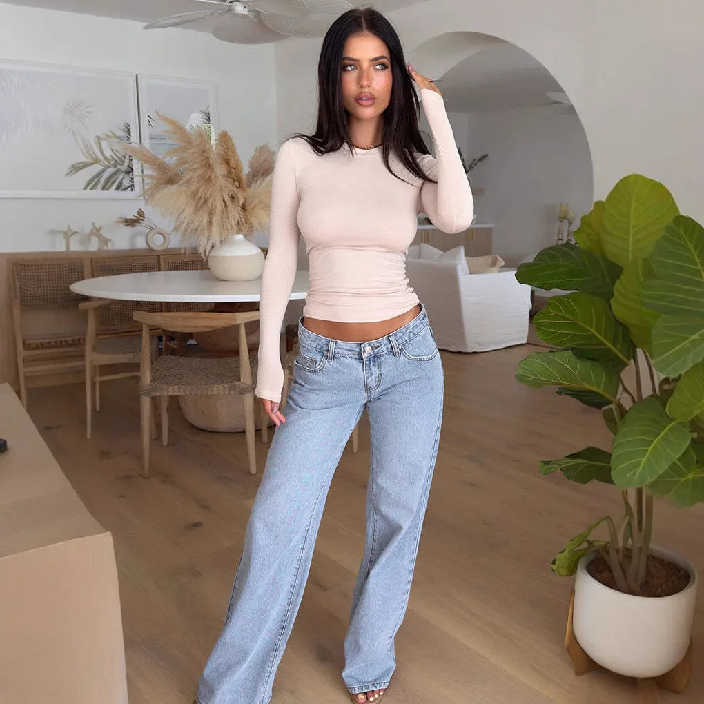 Women Sexy Basic Baggy Jeans Lady Vintage Y2K Punk Low Rise Waist Denim Pants Streetwear Fashion Trashy Long Skater Trousers