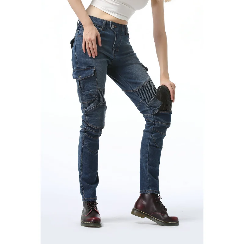 

2026 New Women's Motorcycle Jeans Upgrade Detachable Silicone Protector Casual Fashion Riding Pants Racing Road Motocross